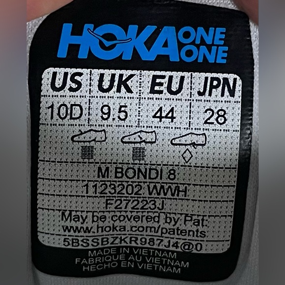 Hoka One One Bondi 8 REFLECTIVE Mens Size 10 Running Shoes Sneakers White - Picture 11 of 12